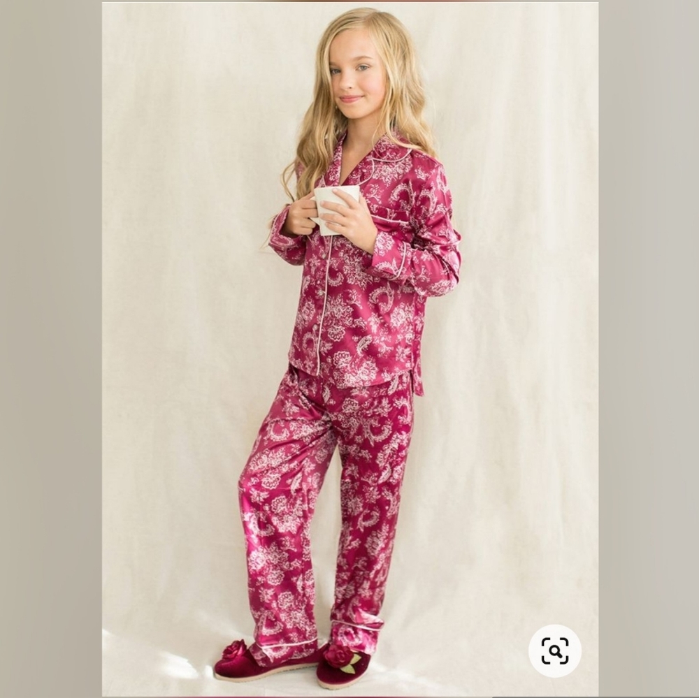 Joyfolie Mia Joy Girls Satin Charlotte Pajamas in Berry Girls Size 14